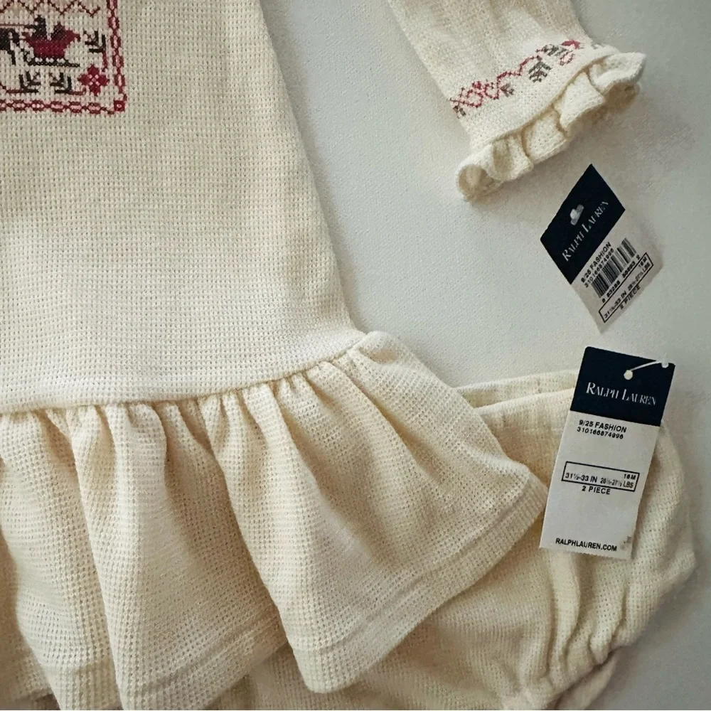Ralph Lauren 18 Months Baby Girl Cream Dress NWT